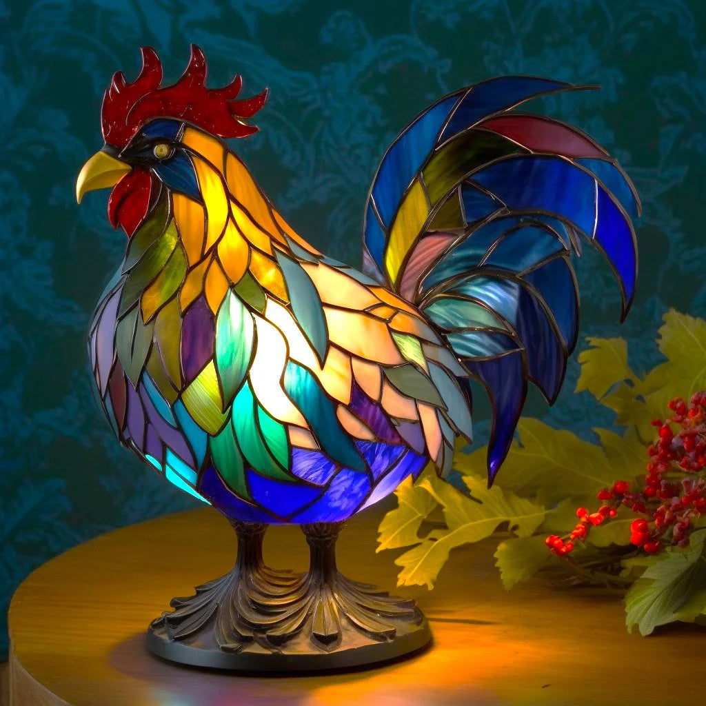 GlowFauna Stained Glass Animal Table Lamp | Decorative LED Light