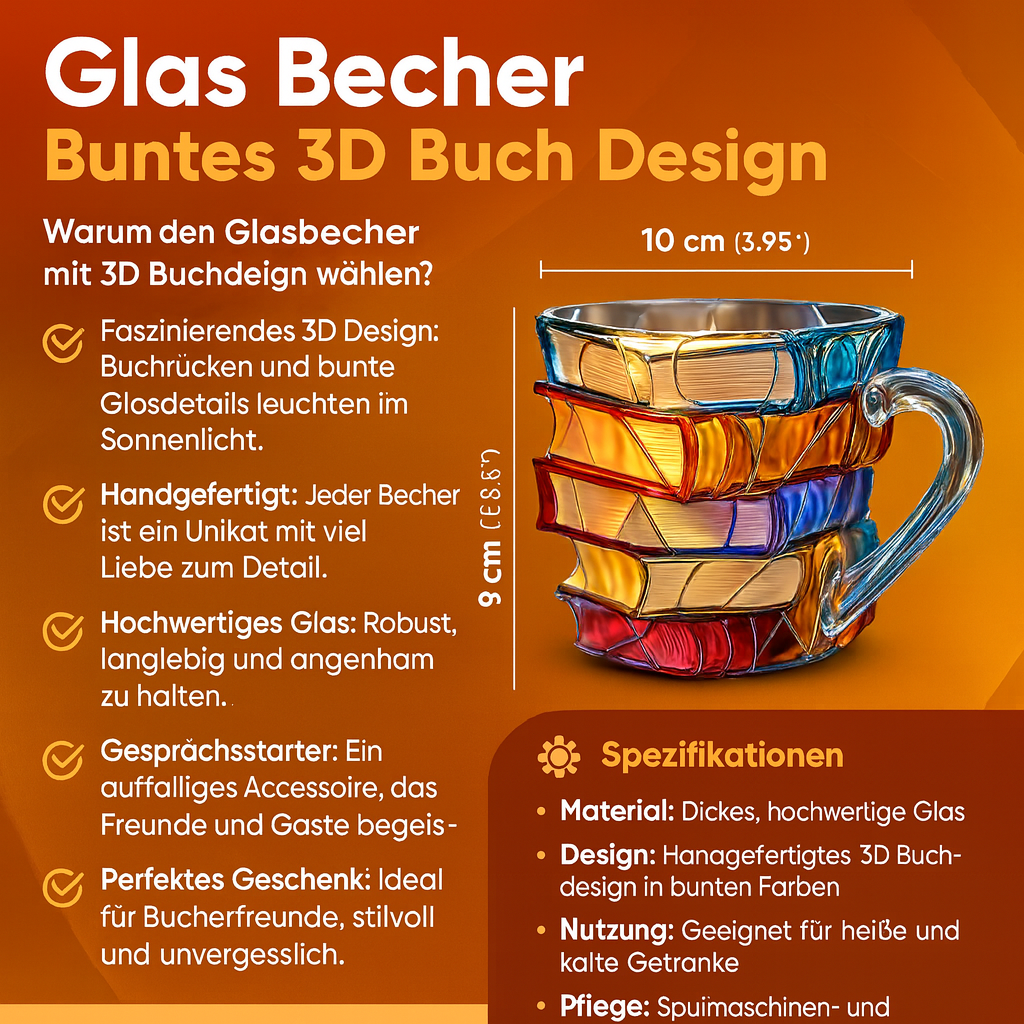 BookGlow 3D Resin Mug | Colourful Book Design Coffee & Tea Cup