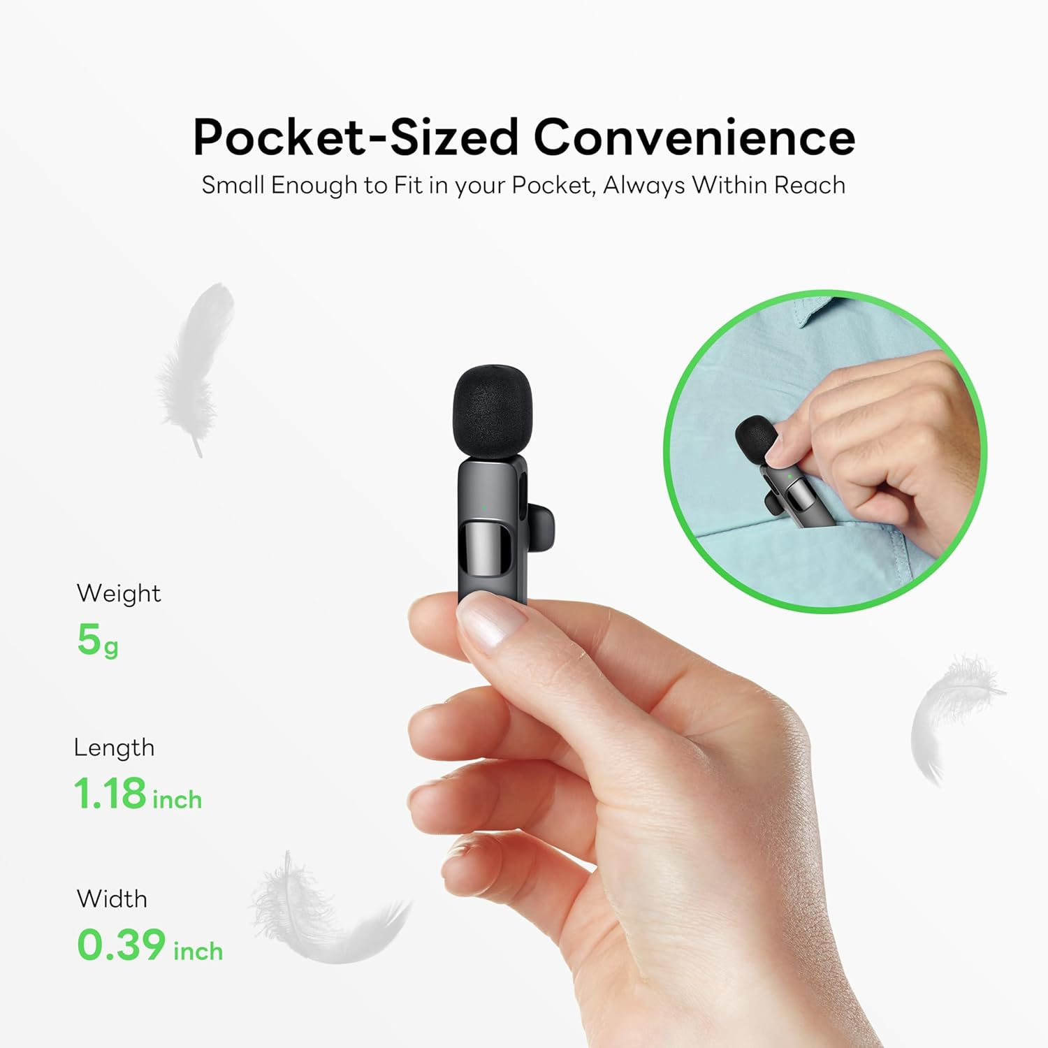 Wireless Mini Lavalier Mic for iPhone & Android