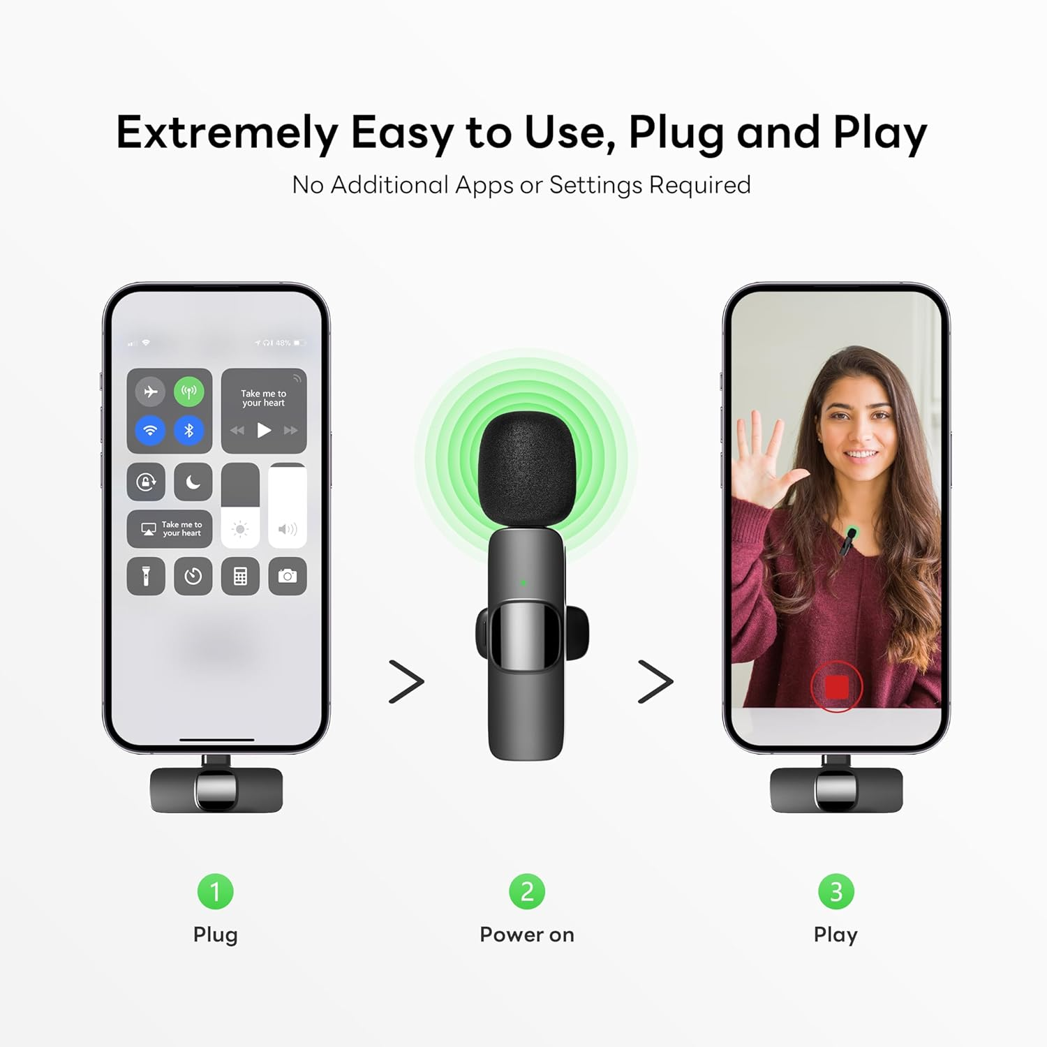 Wireless Mini Lavalier Mic for iPhone & Android