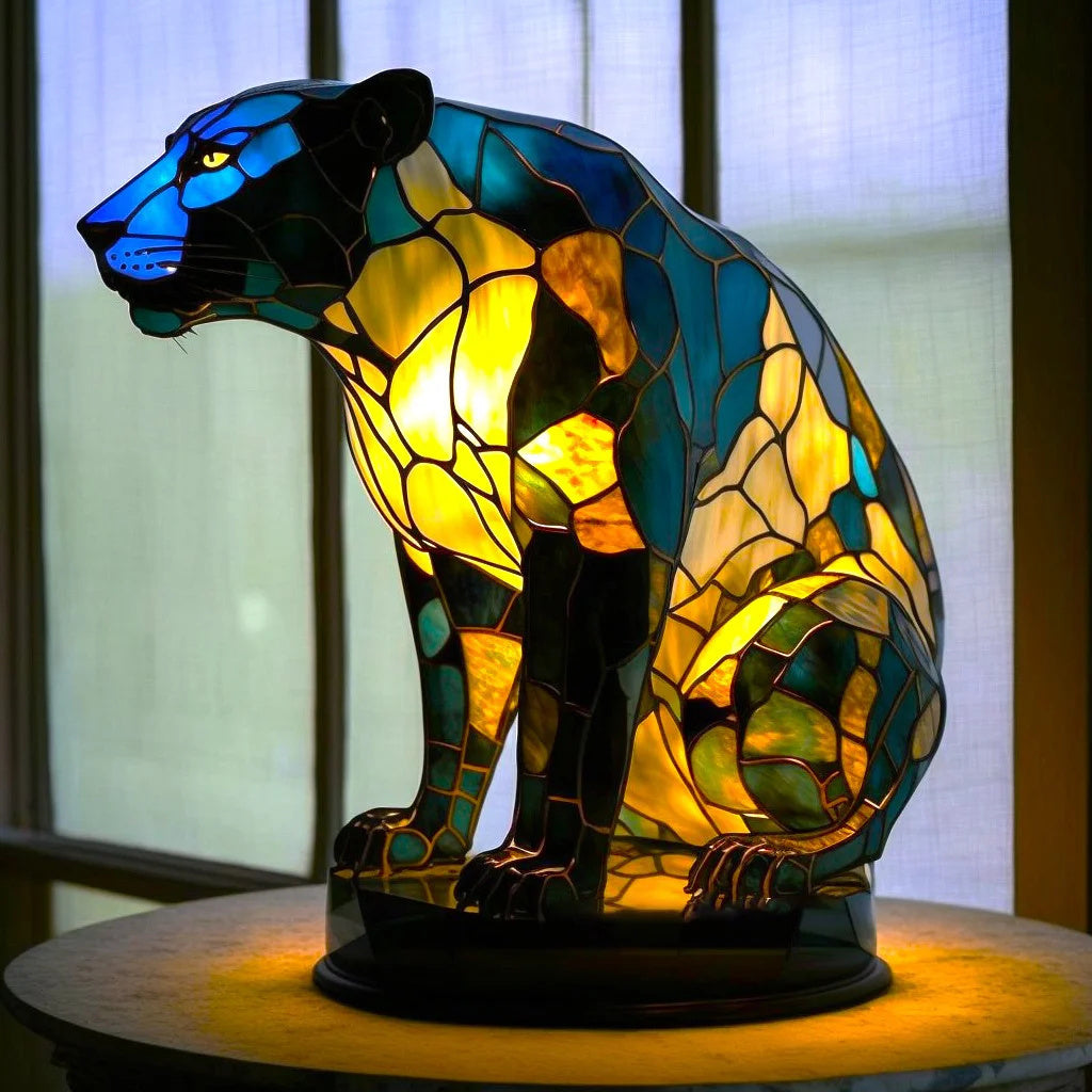 GlowFauna Stained Glass Animal Table Lamp | Decorative LED Light