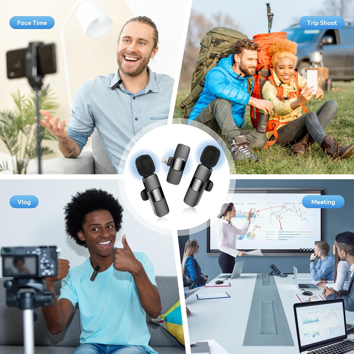 Wireless Mini Lavalier Mic for iPhone & Android