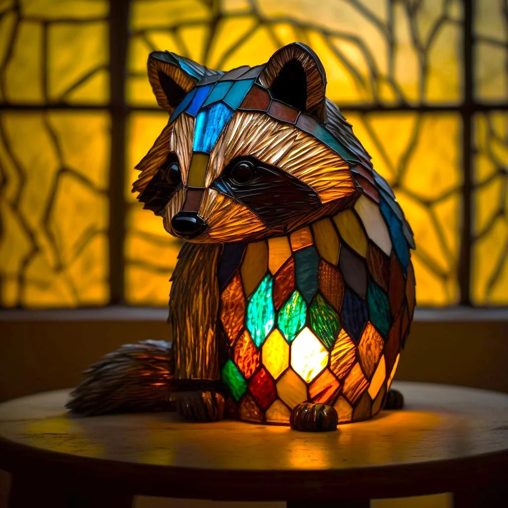 GlowFauna Stained Glass Animal Table Lamp | Decorative LED Light