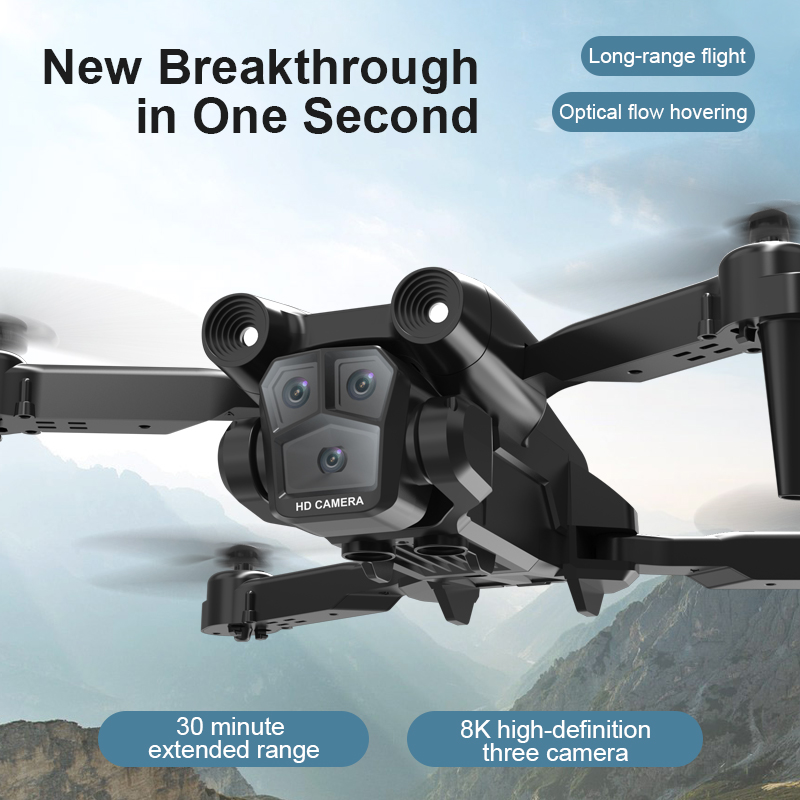 8K Foldable Drone with Triple HD Cameras