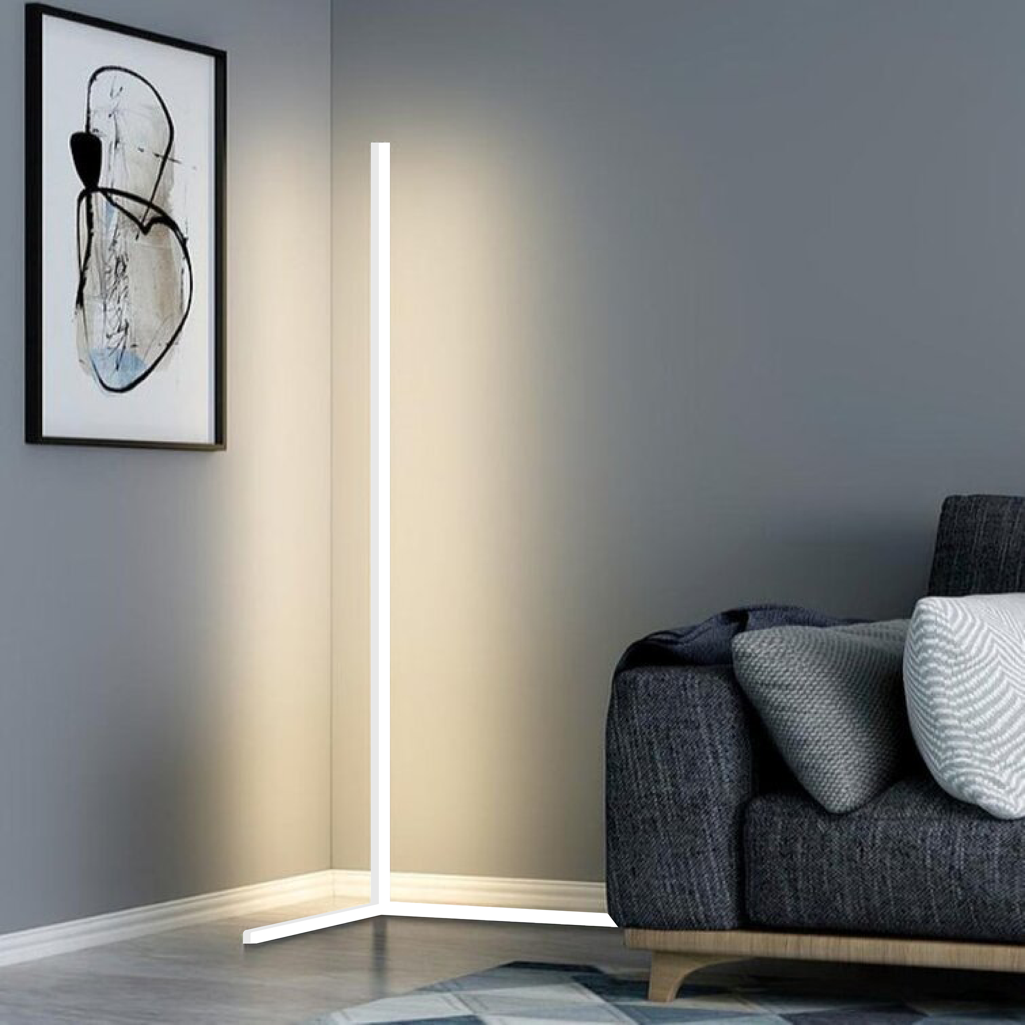 CornerGlow Slim LED Floor Lamp | Dimmable Corner Lamp with Remote Control