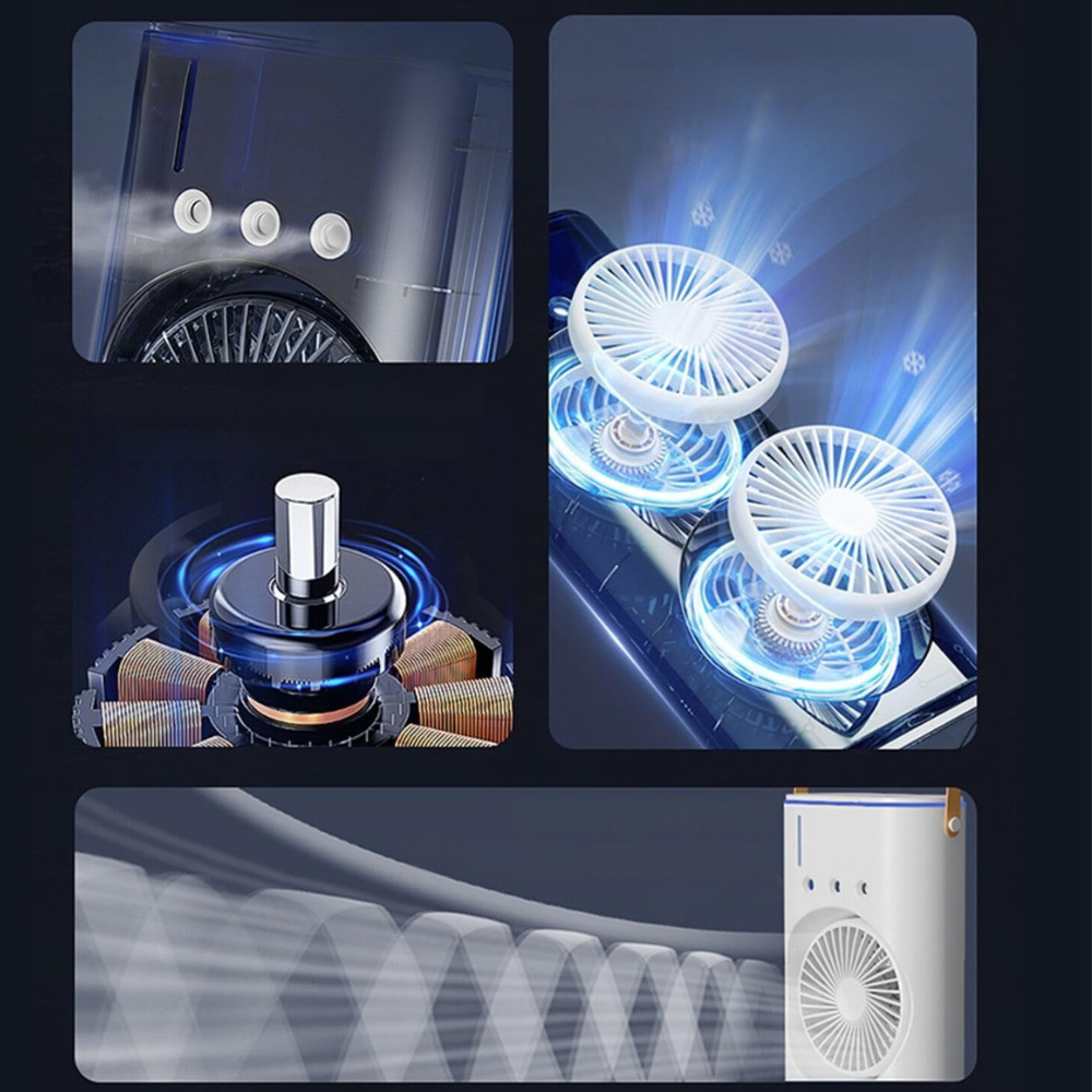 Rechargeable Dual Fan Cooler Mist Function Portable