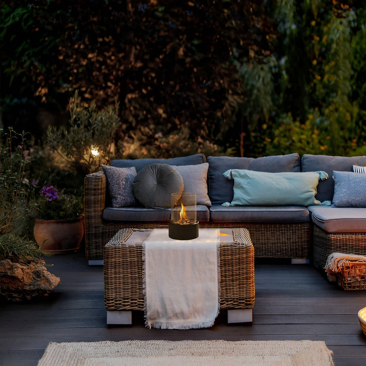 FlameVista Tabletop Ethanol Fireplace | Modern Indoor & Outdoor Mini Fire Pit