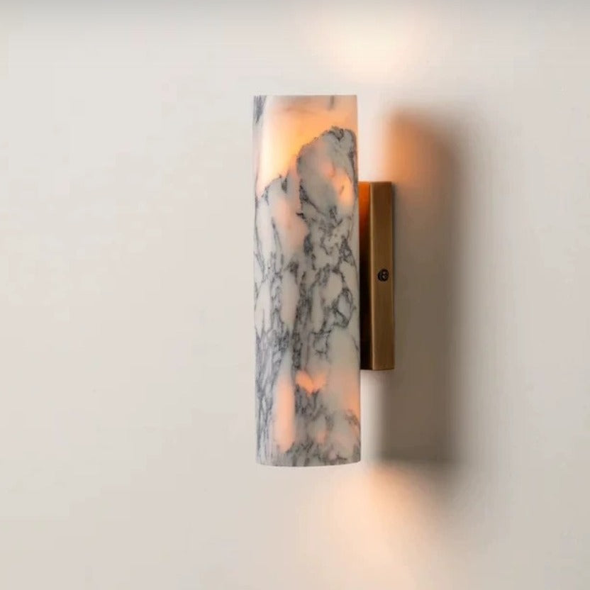 MarbleLuxe Brass Wall Light | Calacatta Stone 2-Light Sconce
