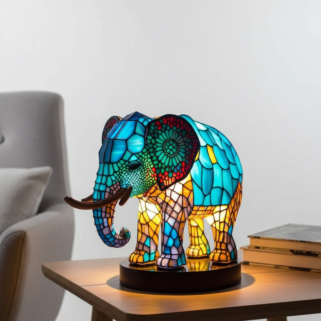LumiFauna Stained Glass Animal Table Lamp