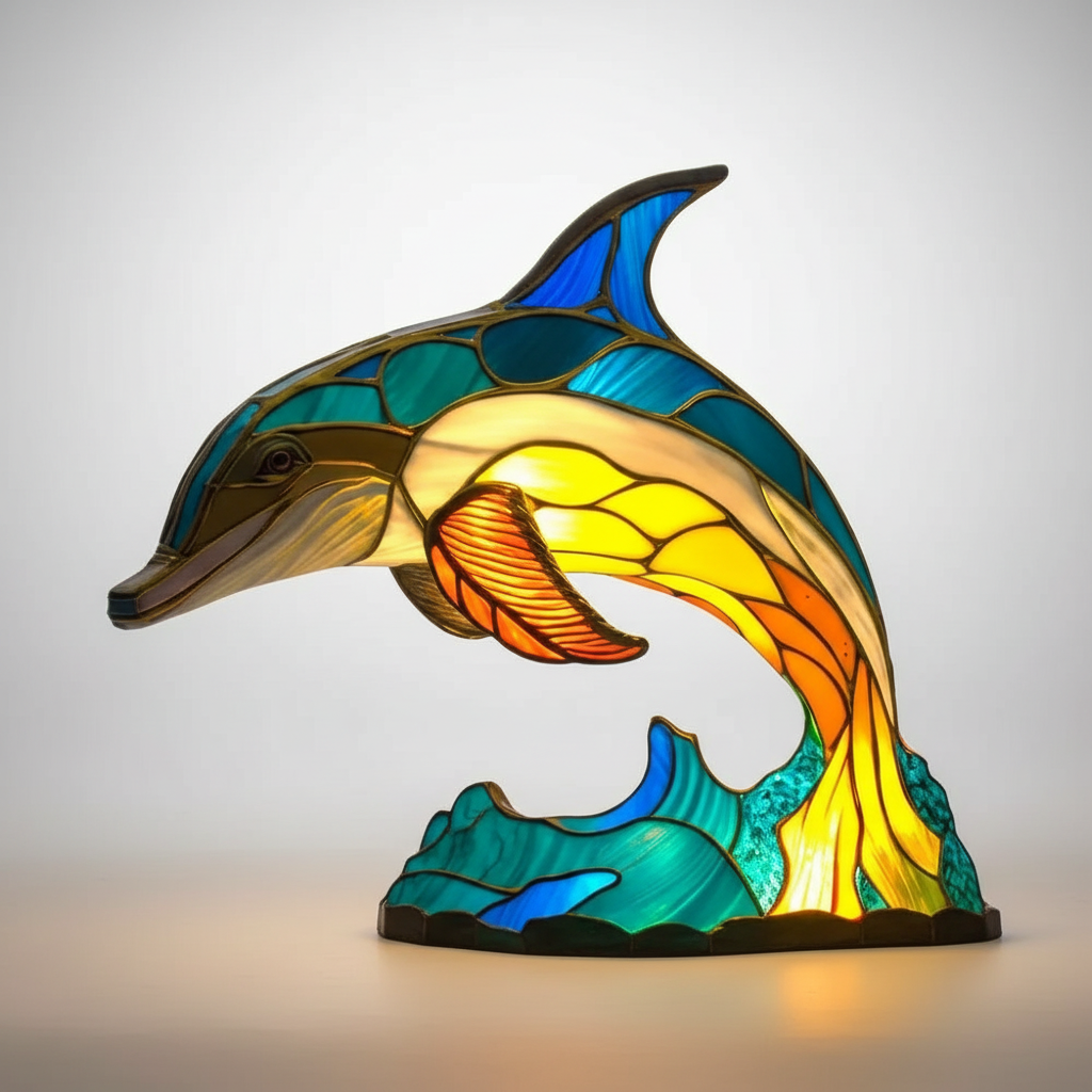 LumiFauna Stained Glass Animal Table Lamp