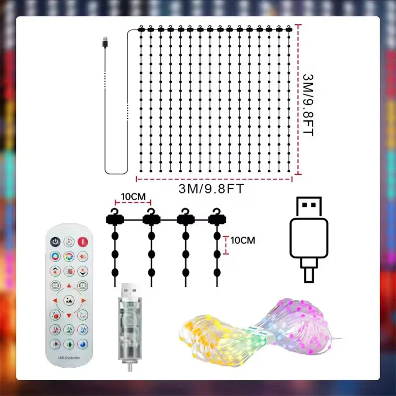 Smart Pattern Curtain - 3M 400LED