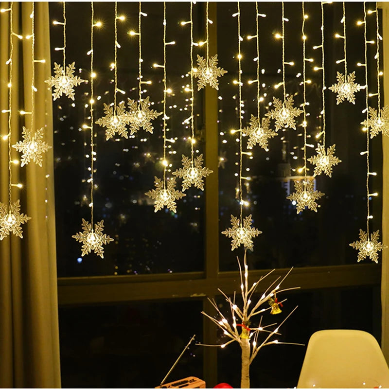 Snowflake Christmas Curtain Lights