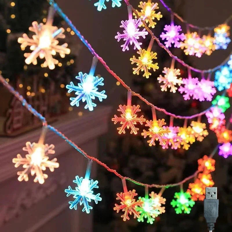 USB Snowflake String Lights - Multicolor / 1.5M 10LEDs