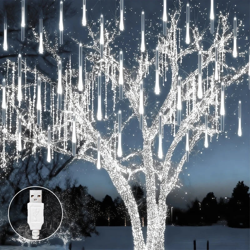 USB Meteor Shower Lights - White / 30cm 8tubes