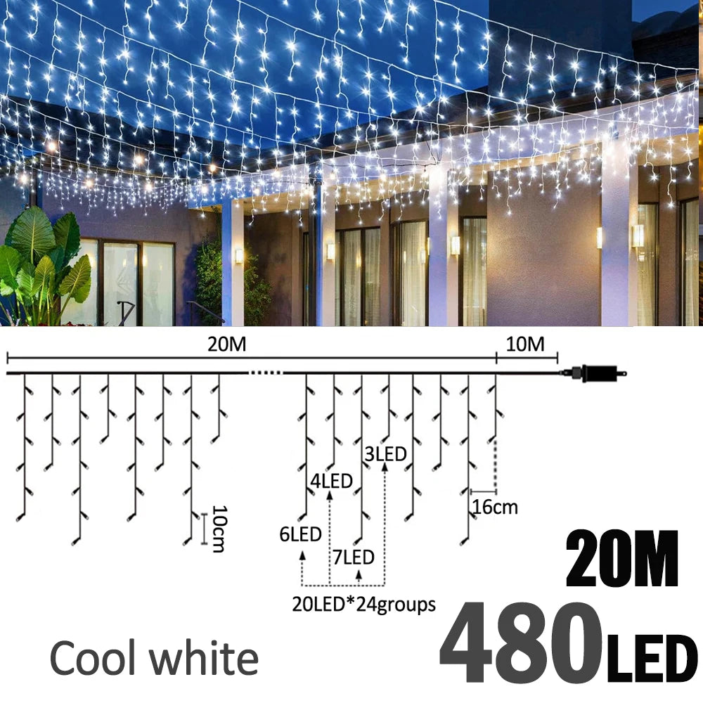 Icicle Christmas String Lights - ICE-20-480B-CW