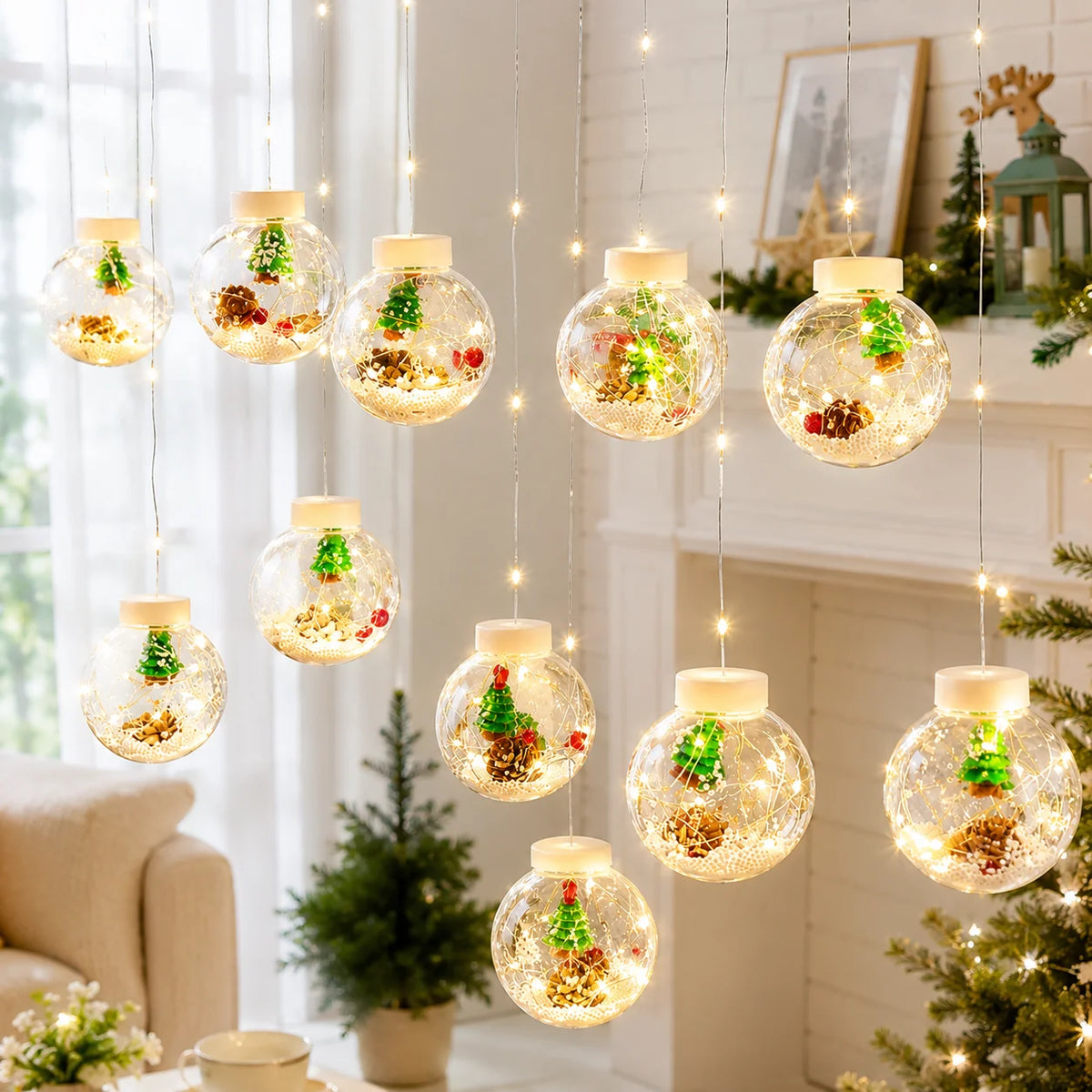 Bauble Curtain Lights - warm color / 8 Balls set