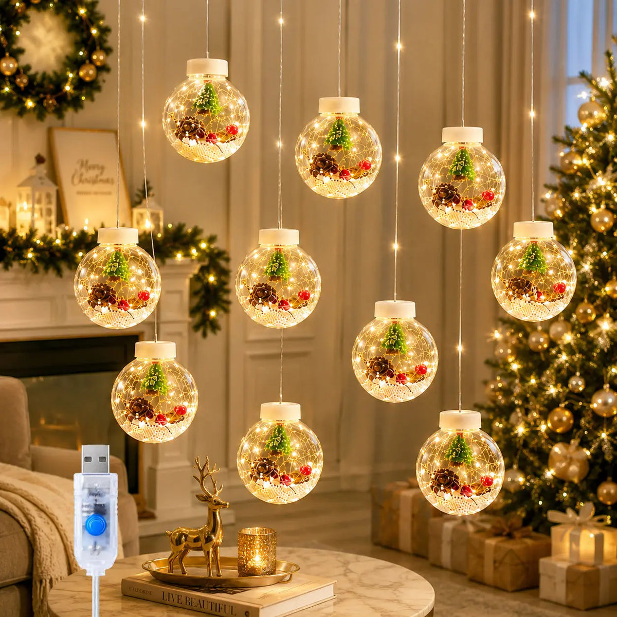 Bauble Curtain Lights