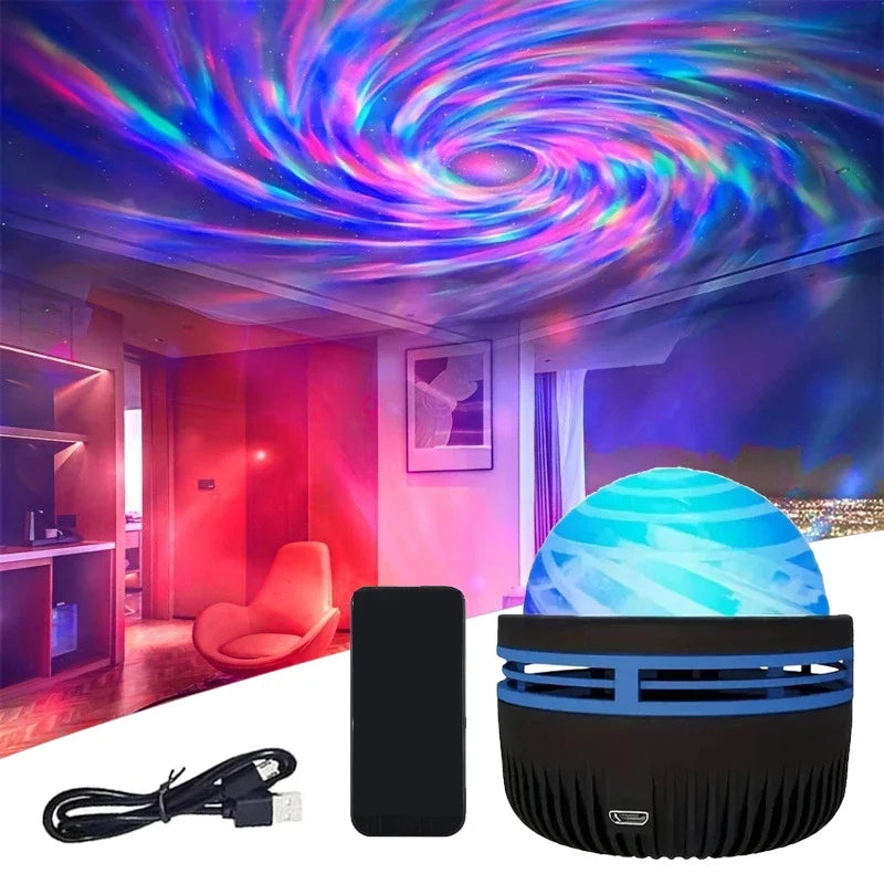 AuroraBeam Northern Lights Projector | RGB LED Star Projector with Music Sync & Remote