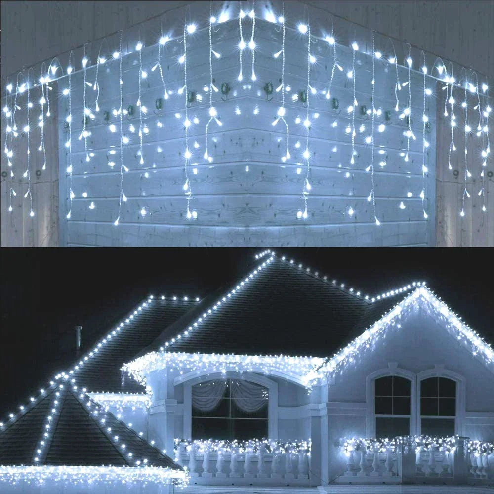 LED Icicle Curtain Lights - Cold White / 8 Mode No Remote / 10.5M X 0.3 0.4 0.5M