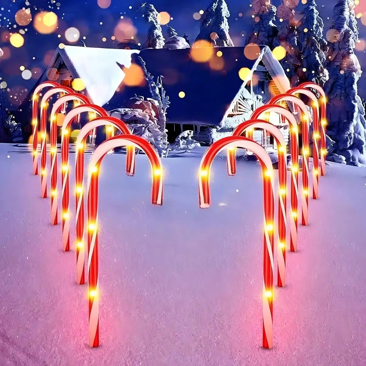 Solar Candy Cane Stake Lights - Warm White / 1set5pcs