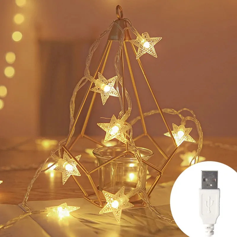 Star LED Fairy Lights - Warm White USB / 6M 40 LED