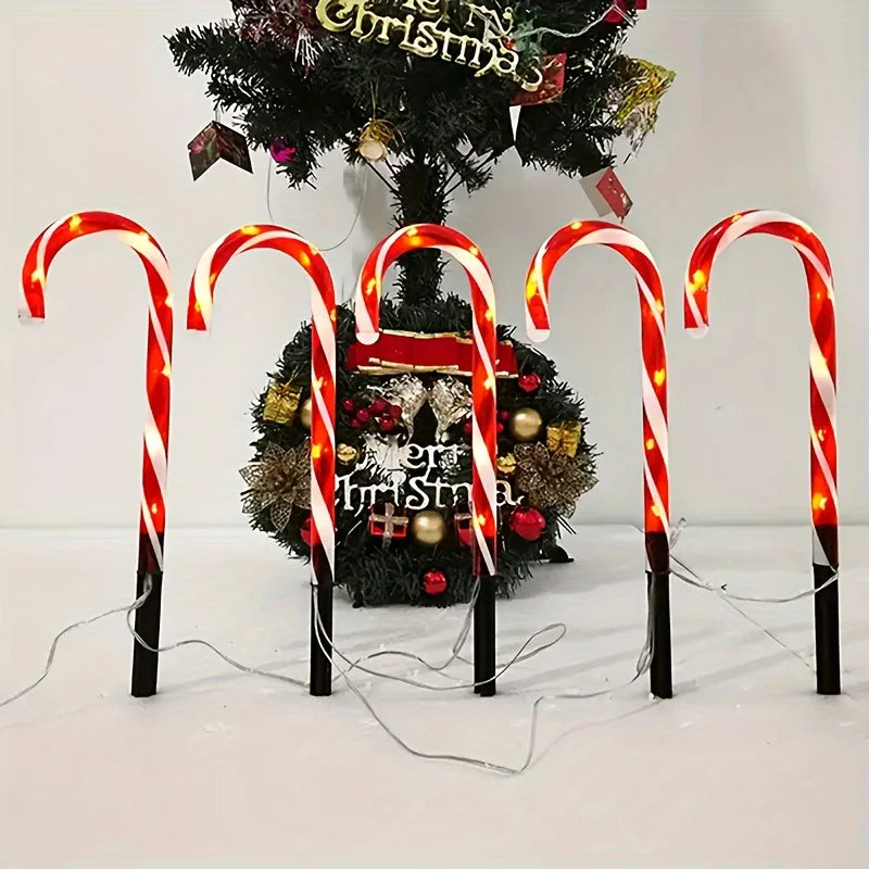 Solar Candy Cane Stake Lights