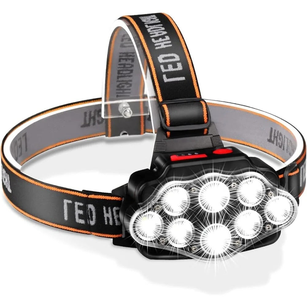 USB Rechargeable 8 LED Waterproof Camping Headlamp
