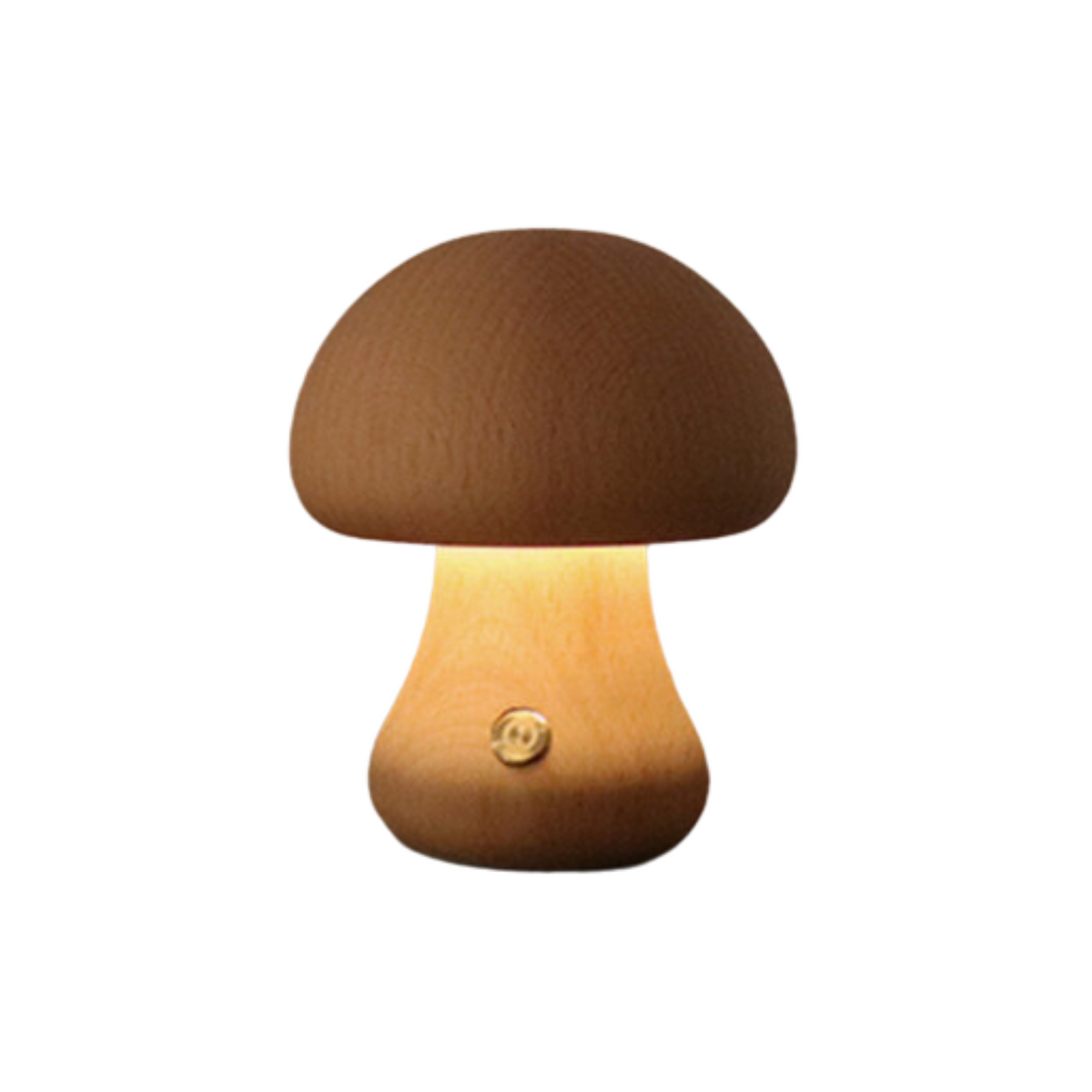WoodMush Glow Table Lamp | Vintage Wooden Mushroom LED Light