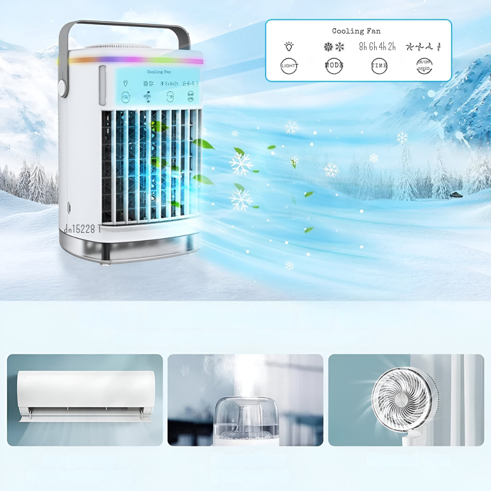 Portable Mini Air Cooler Humidifier Fan with LED