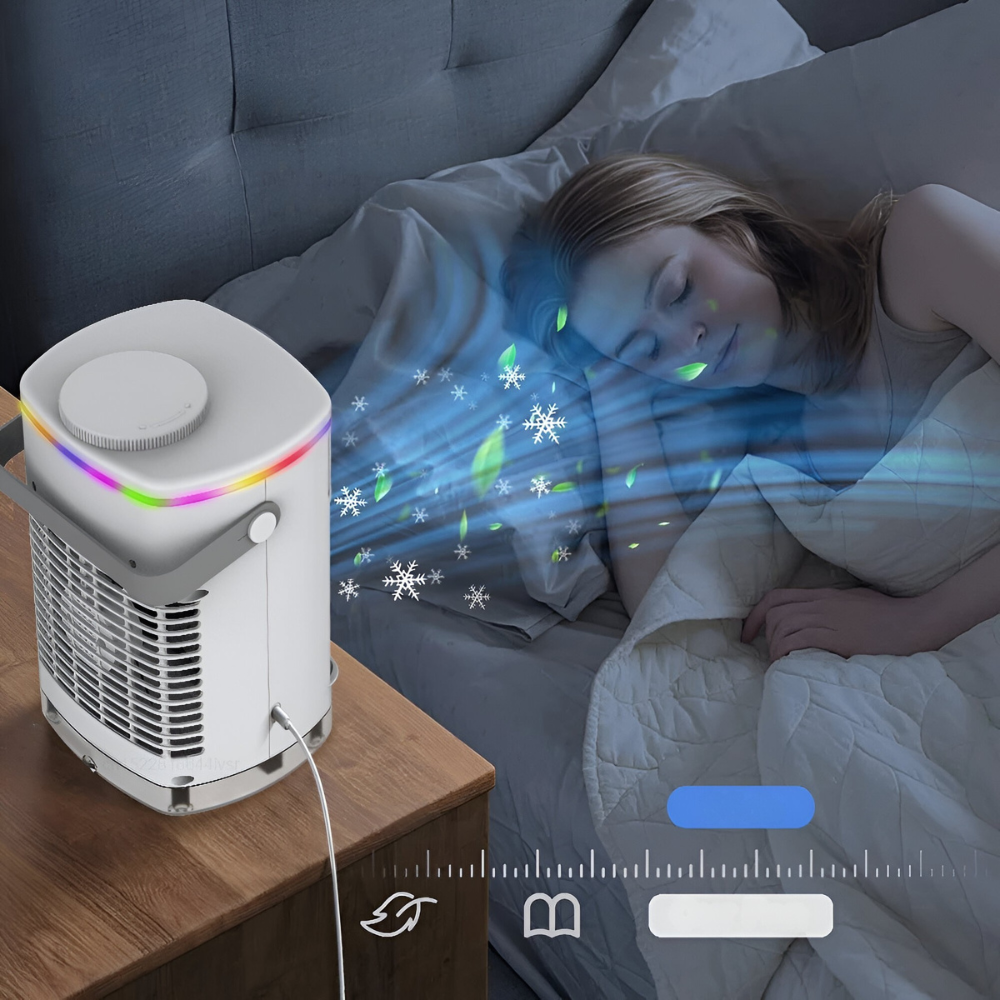 Portable Mini Air Cooler Humidifier Fan with LED
