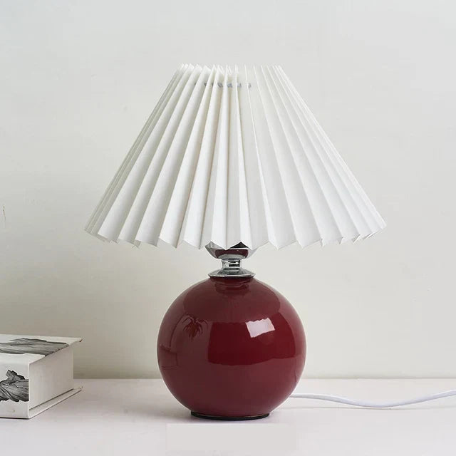 HeritageGlow Vintage Table Lamp | Retro Nightstand Lamp with Pleated Shade