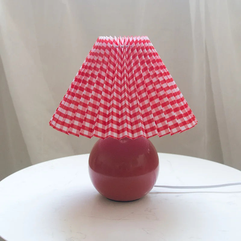 HeritageGlow Vintage Table Lamp | Retro Nightstand Lamp with Pleated Shade