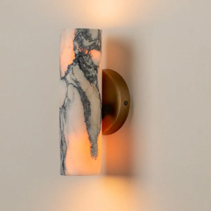 MarbleLuxe Brass Wall Light | Calacatta Stone 2-Light Sconce