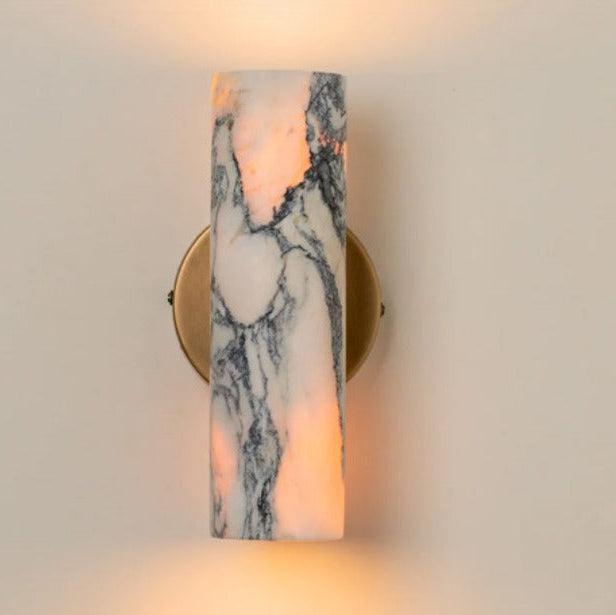 MarbleLuxe Brass Wall Light | Calacatta Stone 2-Light Sconce