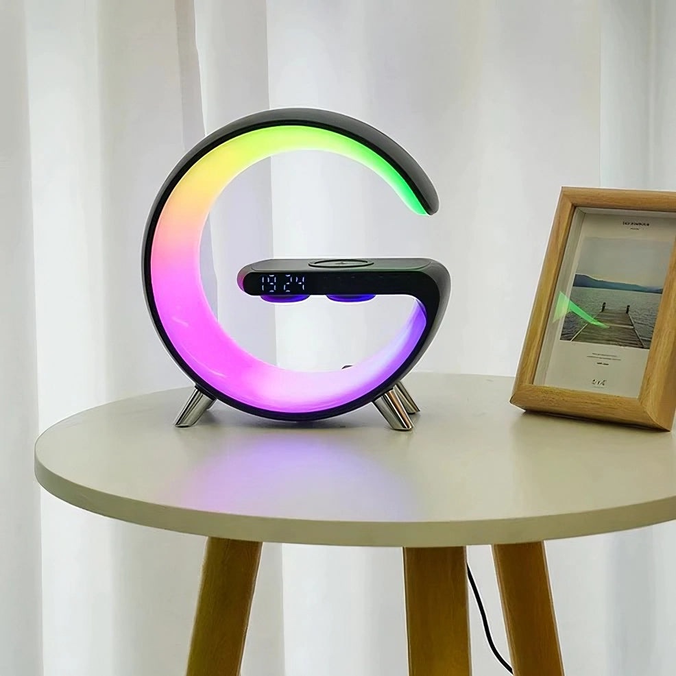 AuraSync 4-in-1 Alarm Clock | Mood Light, Bluetooth Speaker & Wireless Charger