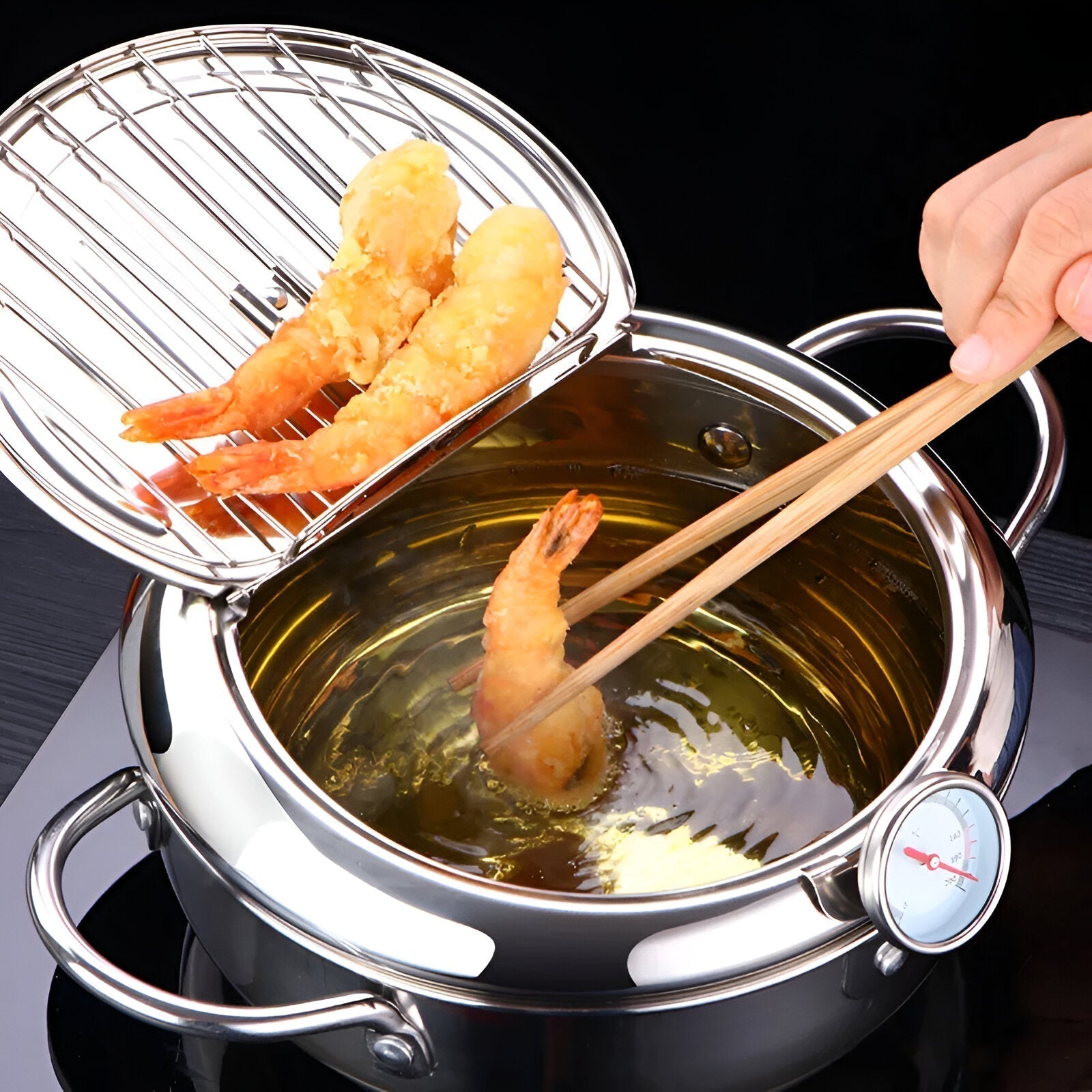 Deep Fryer Pot Heavy-Duty Non-Stick Kitchen Frying Pan