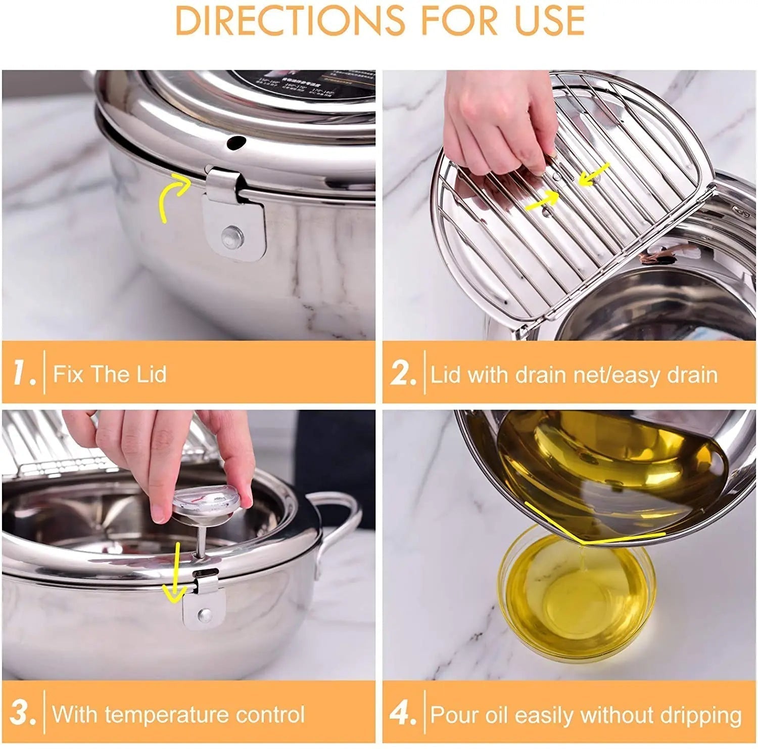 Deep Fryer Pot Heavy-Duty Non-Stick Kitchen Frying Pan