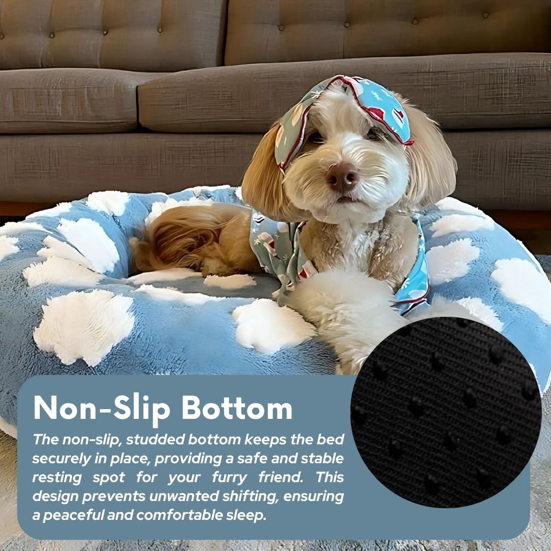 Quality Round Donut Dog Bed with Plush Cushion