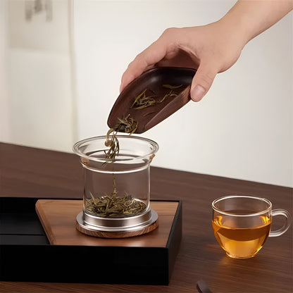 Glass Teapot with Wooden Handle Heat-Resistant Elegant Design
