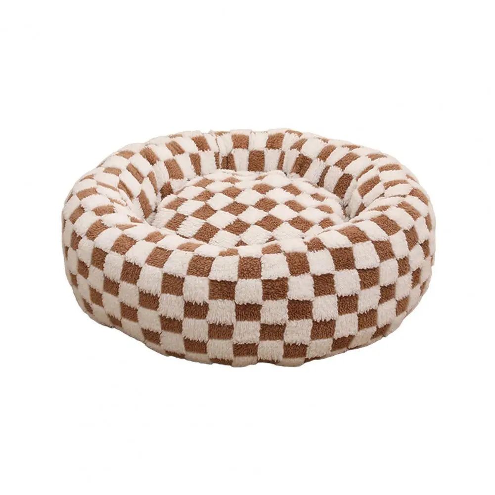 Quality Round Donut Dog Bed with Plush Cushion