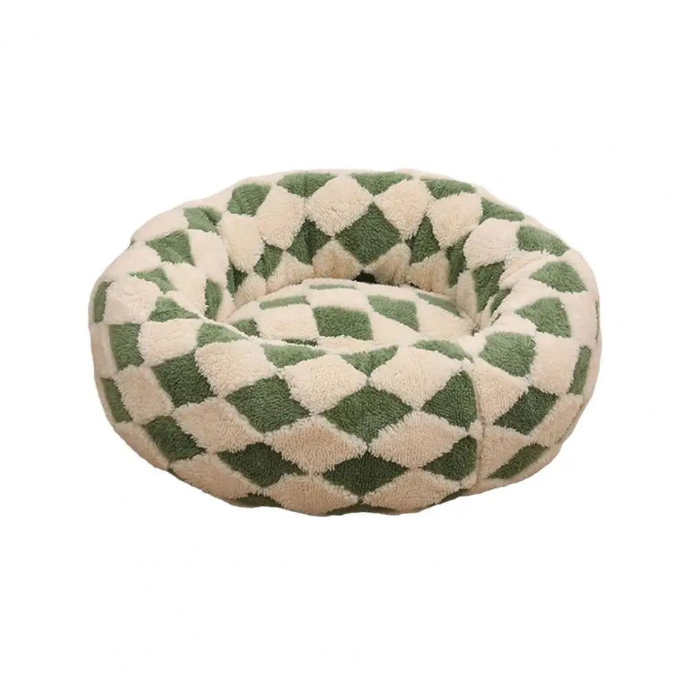 Quality Round Donut Dog Bed with Plush Cushion