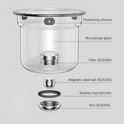 Glass Teapot with Wooden Handle Heat-Resistant Elegant Design