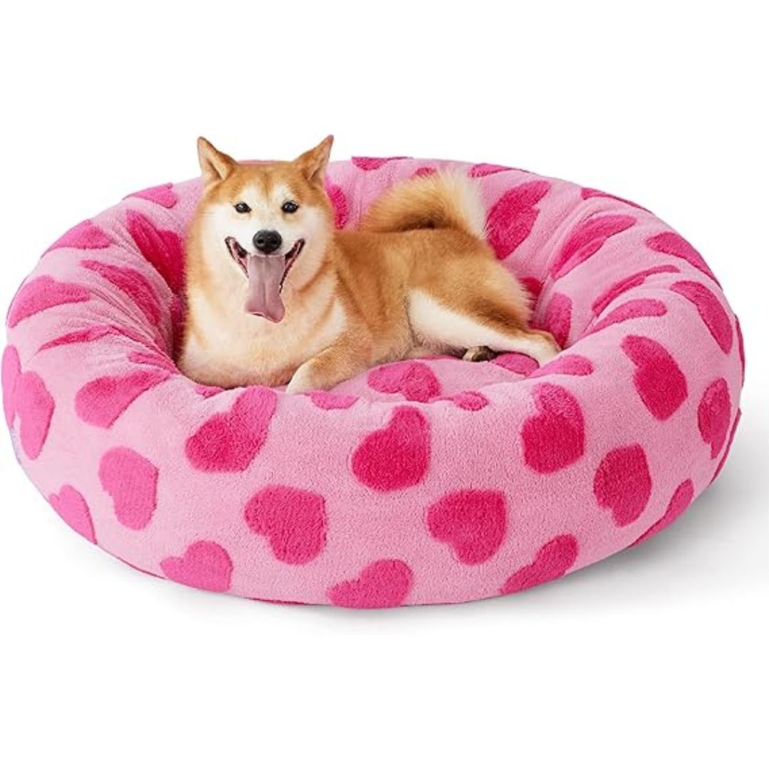 Quality Round Donut Dog Bed with Plush Cushion