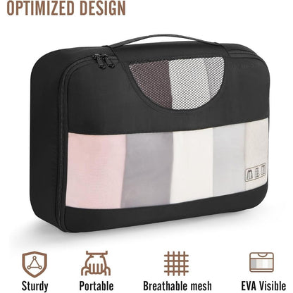 8 Piece Travel Packing Cubes Durable Space-Saving Organizers