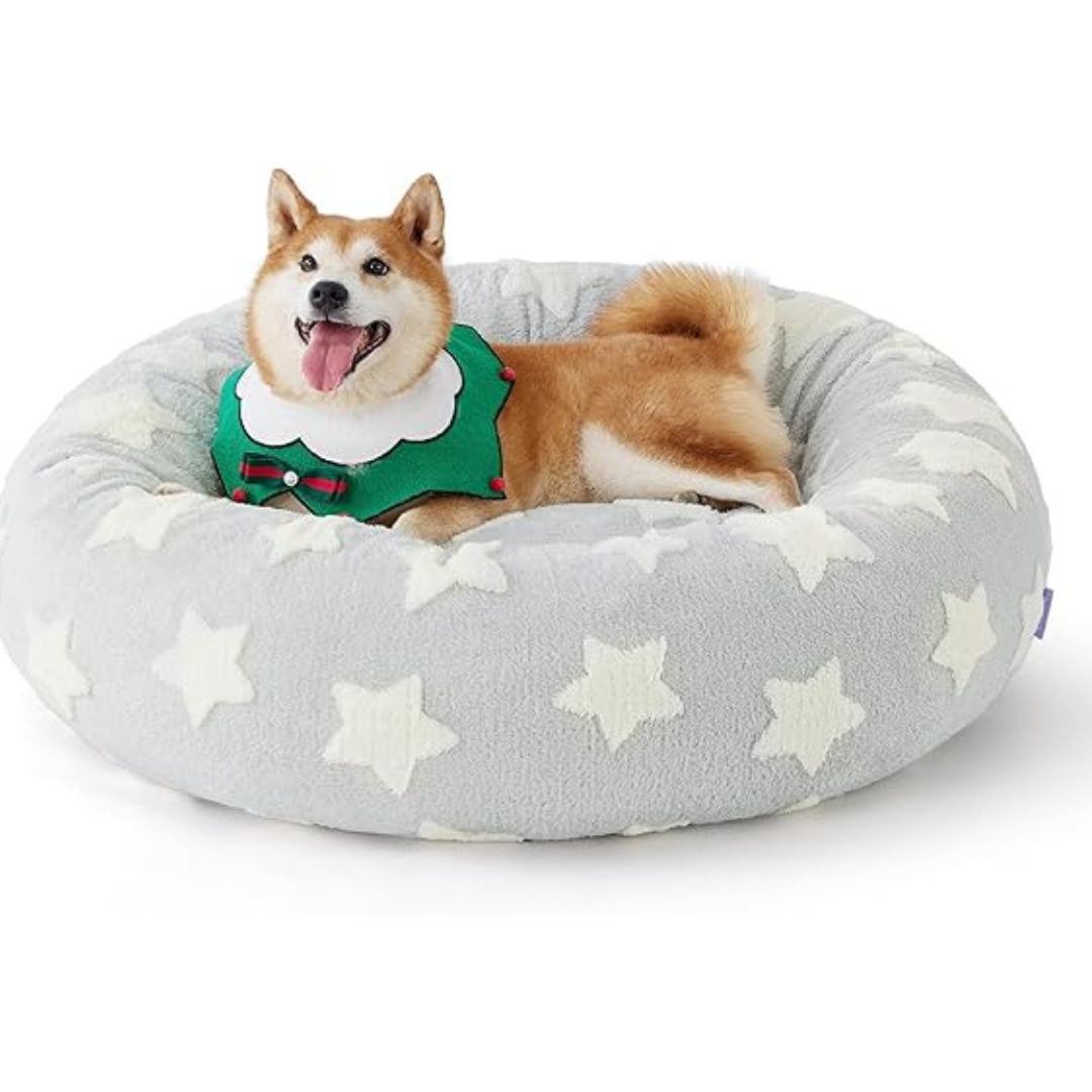 Quality Round Donut Dog Bed with Plush Cushion