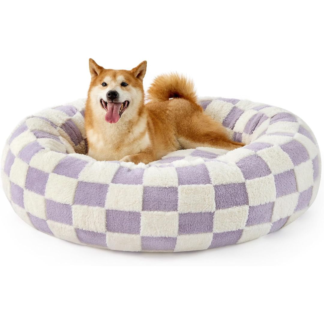 Quality Round Donut Dog Bed with Plush Cushion