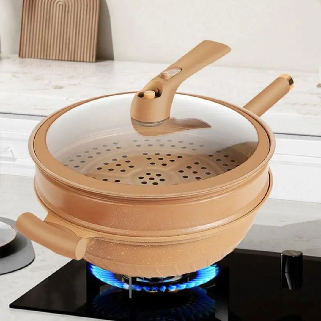 Professional Cast Iron Wok Non-Stick Pan for Cooking