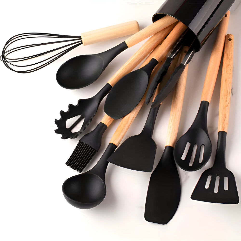EcoSilk Silicone Utensil Set | 12-Piece Heat-Resistant Kitchen Tools