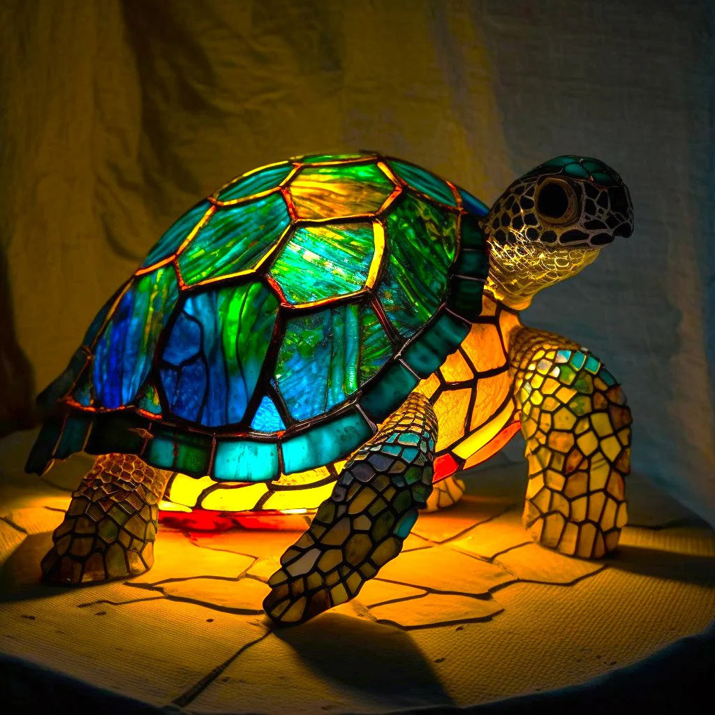 GlowFauna Stained Glass Animal Table Lamp | Decorative LED Light