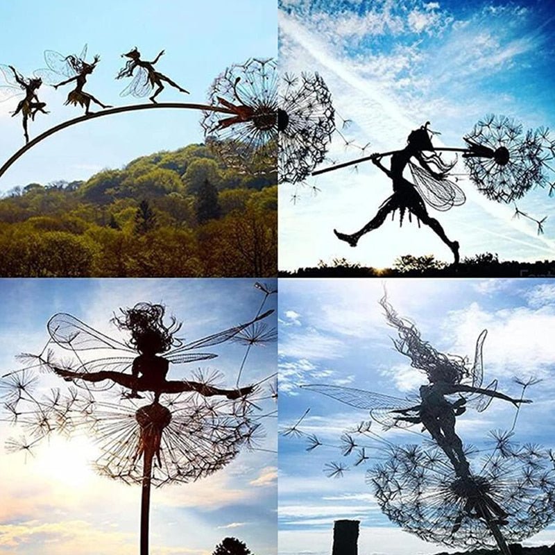 FairyTwirl Garden Fairy Statue | Metal Dancing Fairy Outdoor Decor